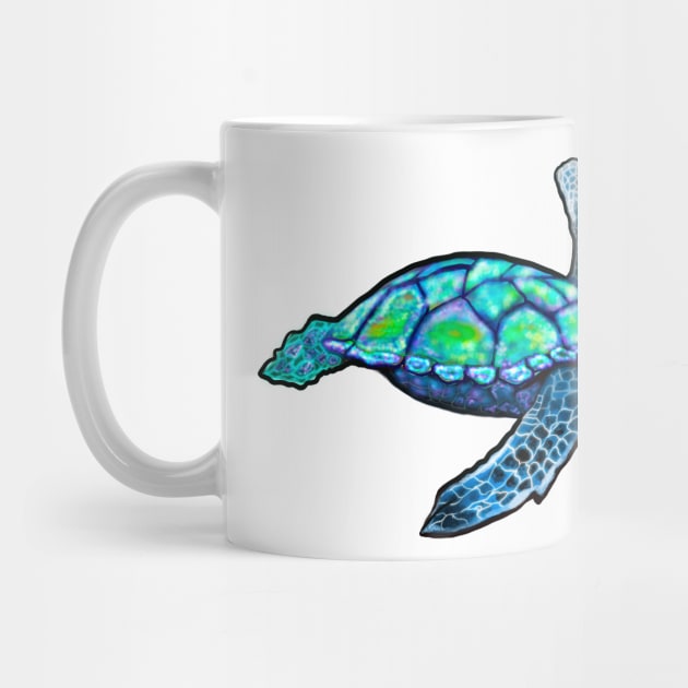 Turtle - blue turtle sparkly magical beautiful sea creature by Artonmytee